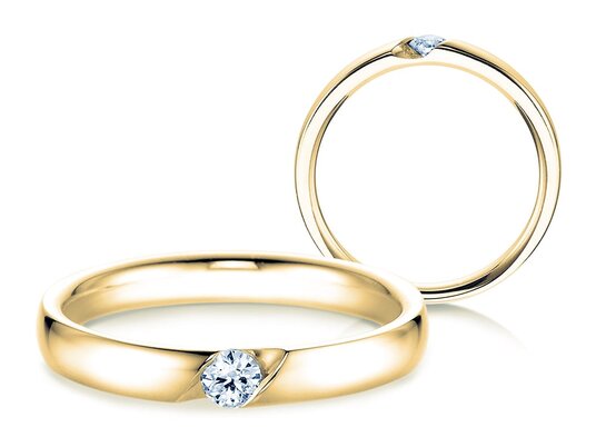 Verlobungsring Italic in 9K Gelbgold mit Diamant 0,10ct