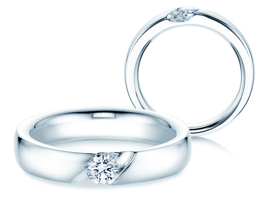 Verlobungsring Italic in 9K Weißgold mit Diamant 0,30ct H/SI