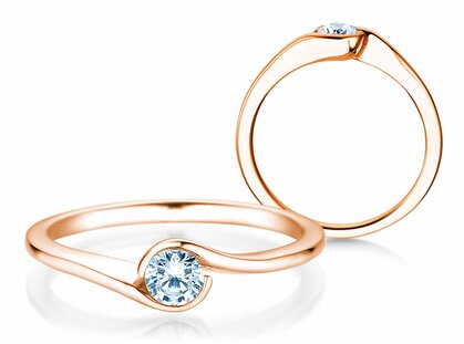 Verlobungsring Touch in 14K Roségold mit Diamant 0,30ct H/SI