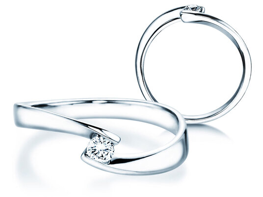 Verlobungsring Twist Petite in 14K Weißgold mit Diamant 0,13ct G/SI