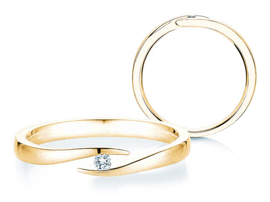 Verlobungsring Twist in 14K Gelbgold mit Diamant 0,03ct H/SI