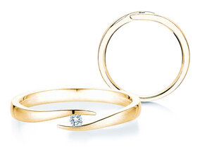 Verlobungsring Twist in 9K Gelbgold mit Diamant 0,03ct G/SI
