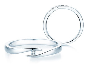 Verlobungsring Twist in 9K Weißgold mit Diamant 0,03ct G/SI