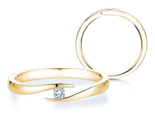 Verlobungsring Twist in 14K Gelbgold mit Diamant 0,05ct H/SI