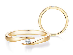 Verlobungsring Twist in 9K Gelbgold mit Diamant 0,03ct G/SI
