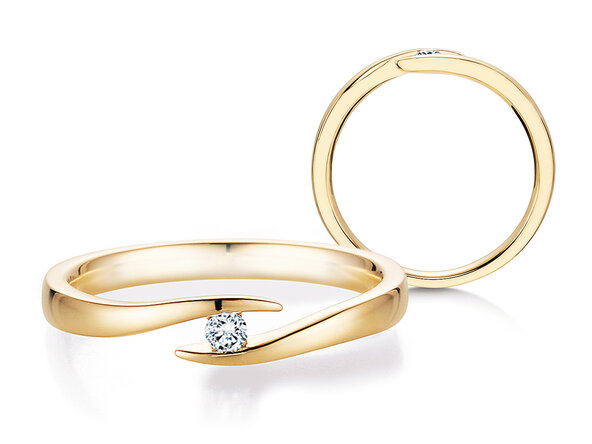 Verlobungsring Twist in 14K Gelbgold mit Diamant 0,05ct H/SI