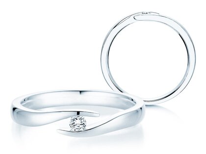 Verlobungsring Twist in 14K Weißgold mit Diamant 0,07ct H/SI