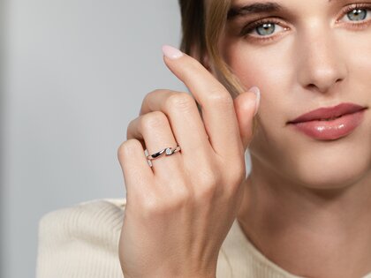 Verlobungsring Twist in Silber 925/- mit Diamant 0,10ct G/VS