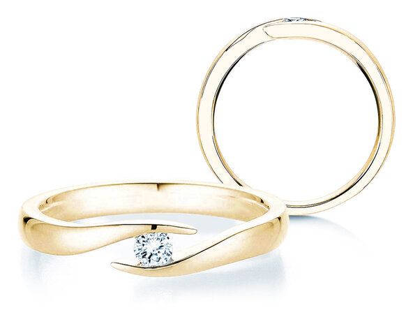 Verlobungsring Twist in 14K Gelbgold mit Diamant 0,15ct H/SI