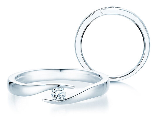 Verlobungsring Twist in 14K Weißgold mit Diamant 0,10ct G/SI