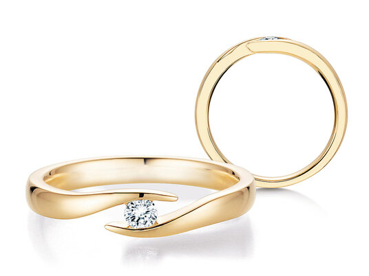 Verlobungsring Twist in 14K Gelbgold mit Diamant 0,10ct H/SI