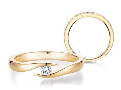 Verlobungsring Twist in 14K Gelbgold mit Diamant 0,10ct G/SI