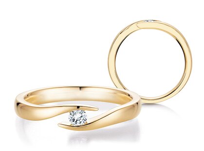 Verlobungsring Twist in 14K Gelbgold mit Diamant 0,10ct G/SI