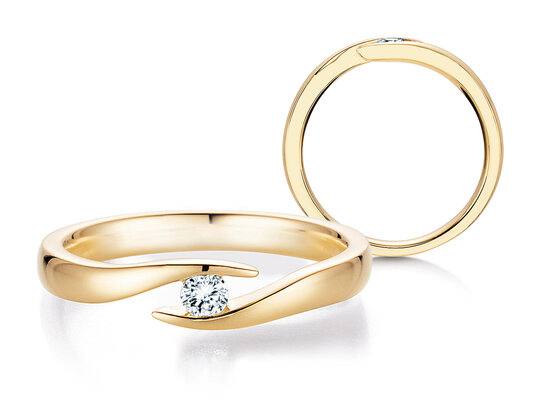 Verlobungsring Twist in 14K Gelbgold mit Labordiamant 0,15ct E/VS