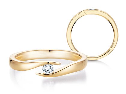 Verlobungsring Twist in 9K Gelbgold mit Labordiamant 0,15ct E/VS