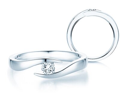 Verlobungsring Twist in 14K Weißgold mit Diamant 0,20ct H/SI