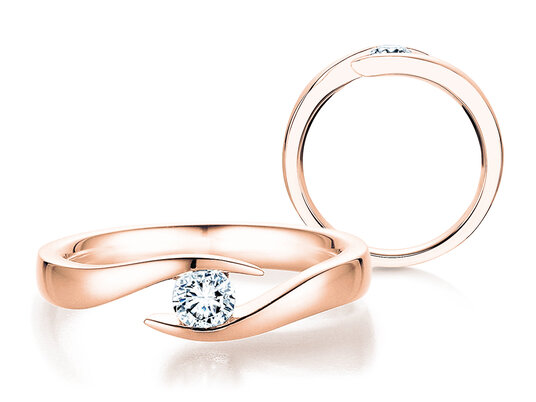 Verlobungsring Twist in 9K Roségold mit Diamant 0,03ct