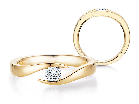 Verlobungsring Twist in 14K Gelbgold mit Labordiamant 0,25ct E/VS