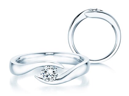 Verlobungsring Twist in 9K Weißgold mit Diamant 0,30ct H/SI
