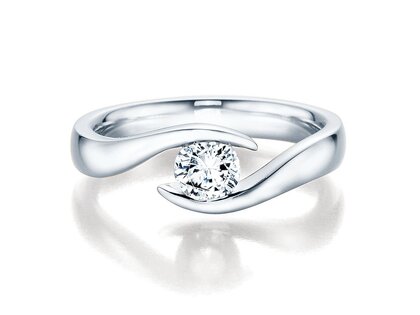 Verlobungsring Twist in 18K Weißgold mit Diamant 0,40ct H/SI