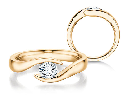 Verlobungsring Twist in 18K Gelbgold mit Diamant 0,40ct H/SI