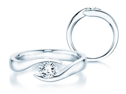 Verlobungsring Twist in 18K Weißgold mit Diamant 0,40ct H/SI