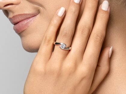 Verlobungsring Twist in Platin 950/- mit Diamant 0,50ct G/SI