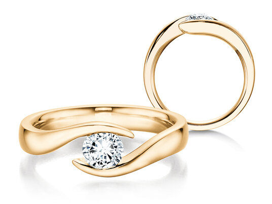 Verlobungsring Twist in 9K Weißgold mit Diamant 0,50ct H/SI