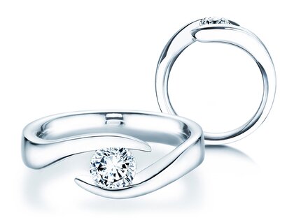 Verlobungsring Twist in 9K Weißgold mit Diamant 0,75ct H/SI