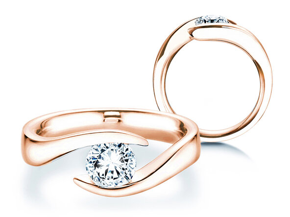 Verlobungsring Twist in 9K Roségold mit Diamant 1,00ct H/SI