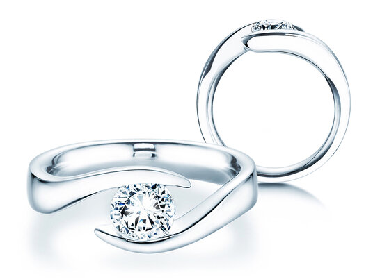 Verlobungsring Twist in 9K Weißgold mit Diamant 1,00ct H/SI