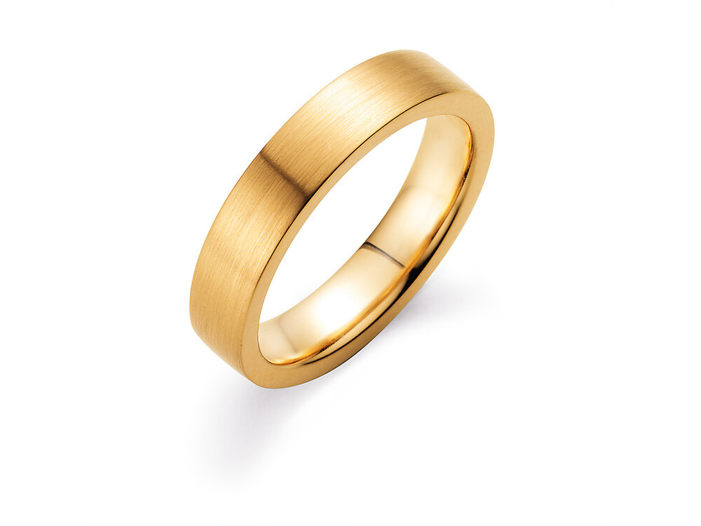 Herrenring Modern 4,5mm in 18K Gelbgold matt