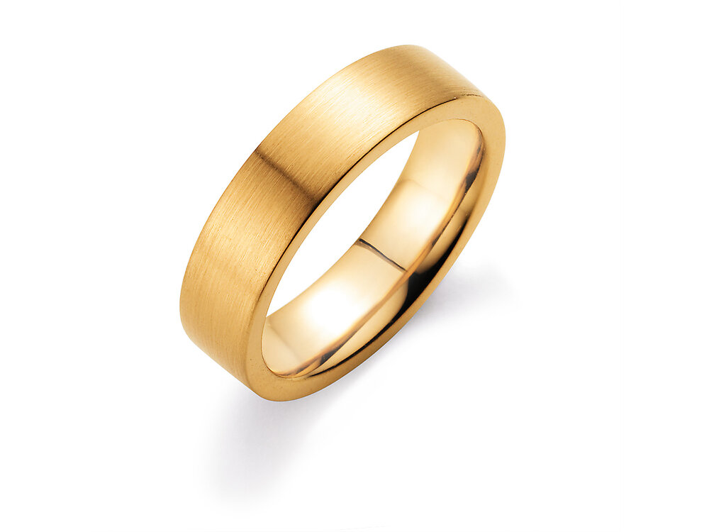 Herrenring Modern 5,5mm in 9K Gelbgold matt