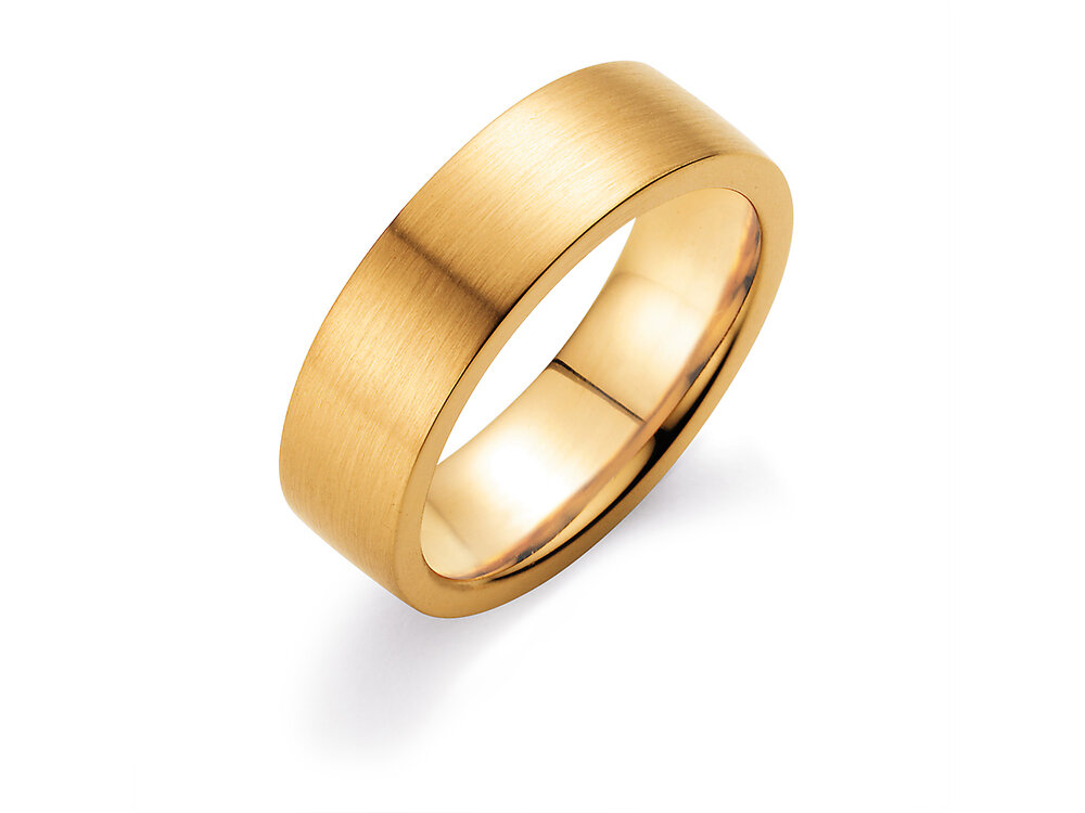 Herrenring Modern 7mm in 14K Gelbgold matt