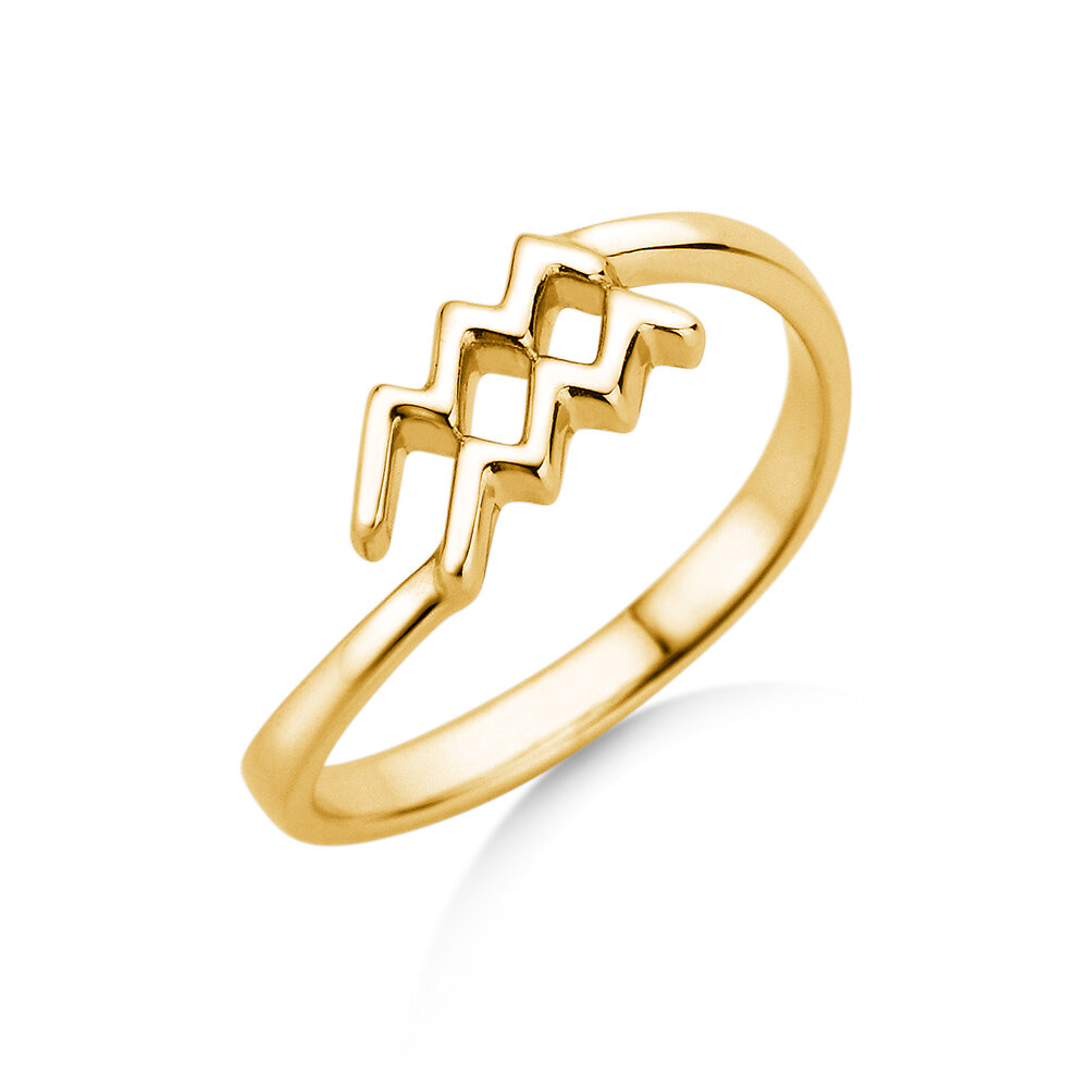 Ring Sternzeichen Wassermann in 14K Gelbgold